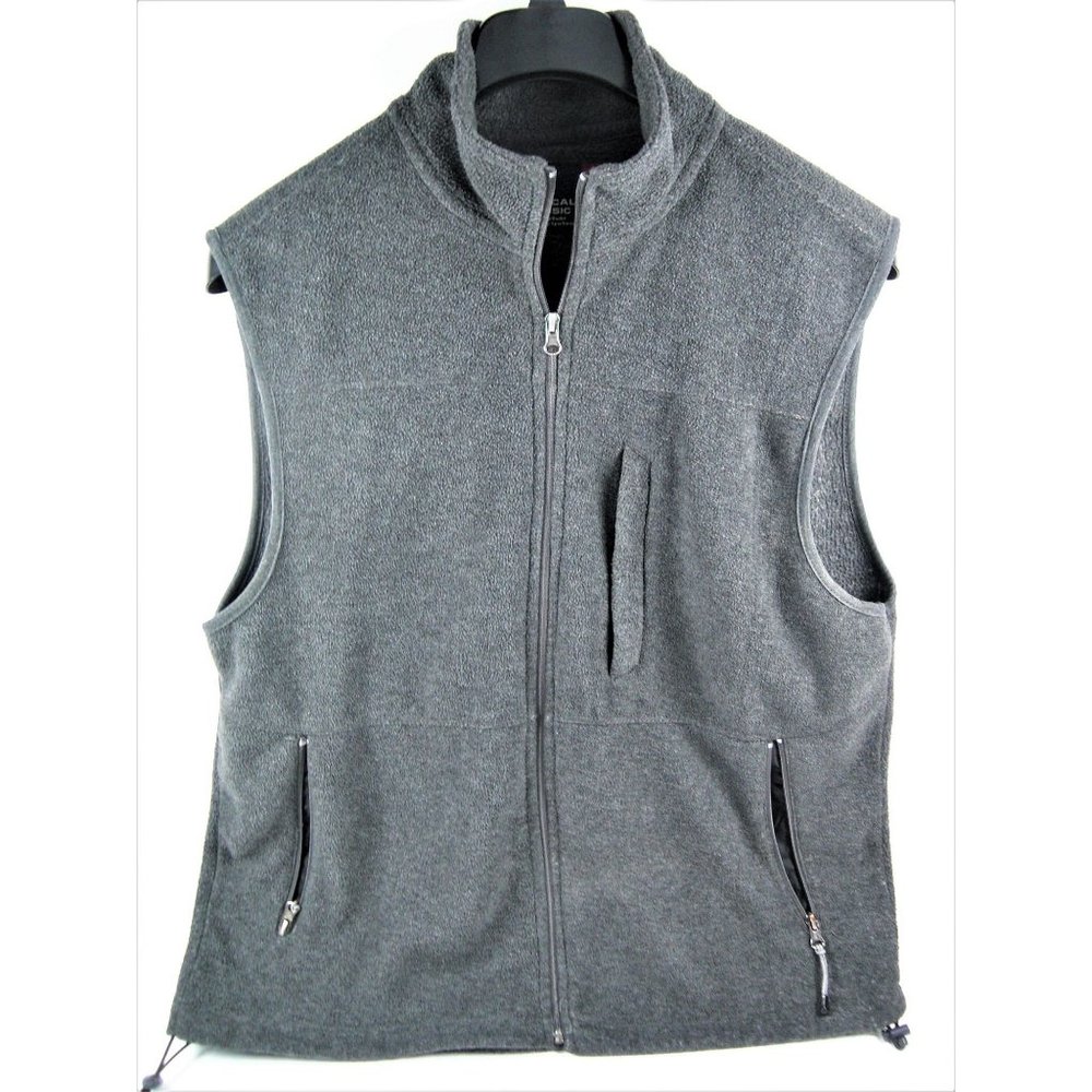 Vertical Mens Gray Full Zip Fleece Vest - Size Large 3-zip Pockets